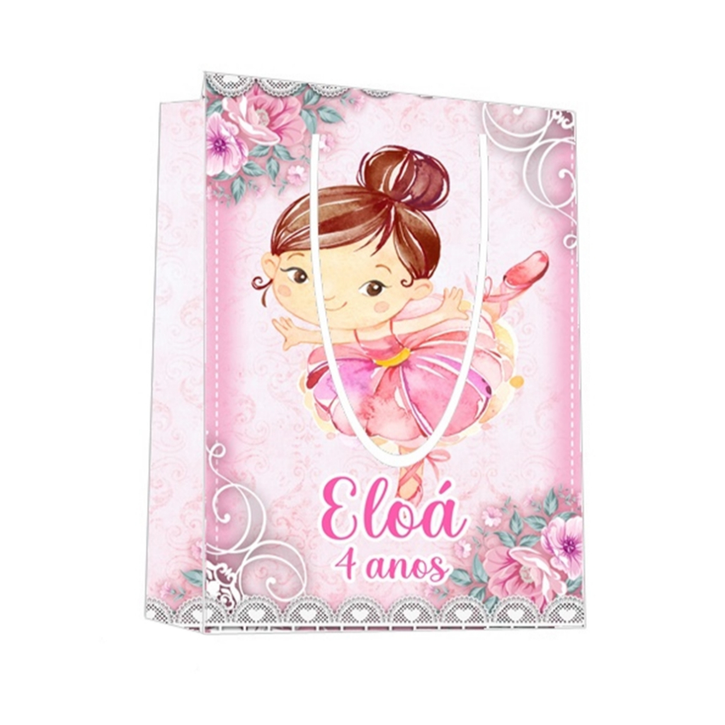 Sacolinha Bailarina Personalizada para Aniversário/ Lembrancinha Festa Infantil / Qualquer nome e idade