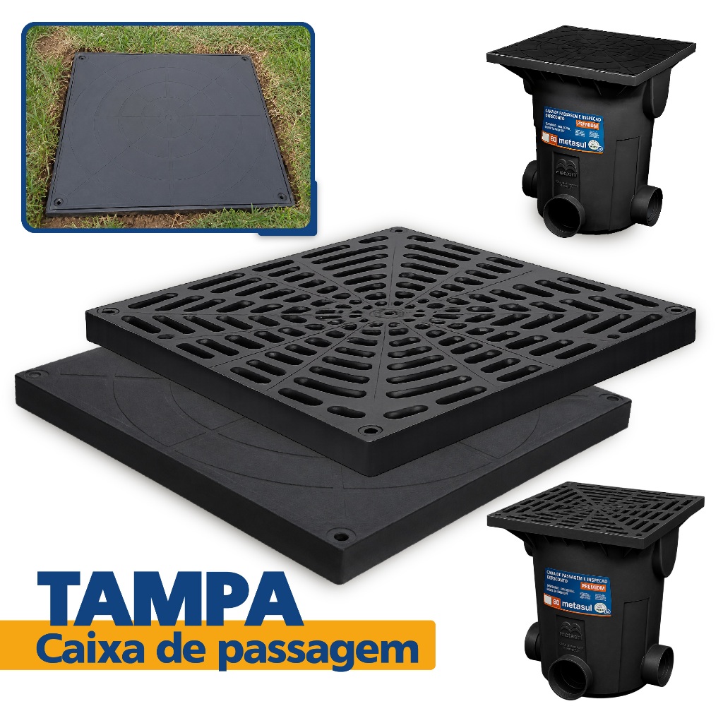 Tampa Caixa de Passagem Inspeção Coletora Gordura Água Pluvial Esgoto/Elétrica Durável 40x40 Metasul