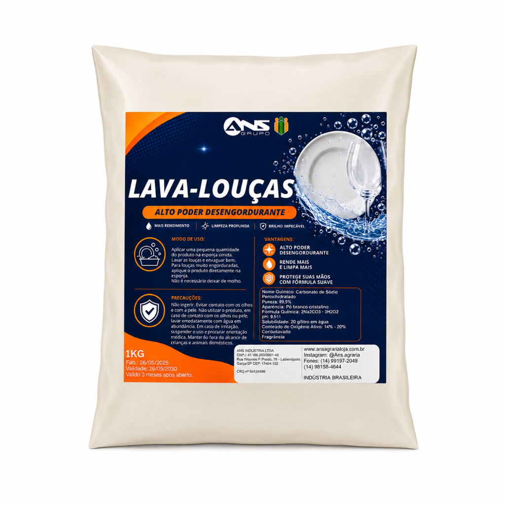 Detergente em Pó para Maquina de Lavar Louças 1KG - Alto poder Desengordurante