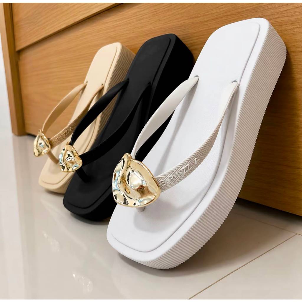 Chinelo Plataforma Feminino Confortável Moderno Leve Clássico - Flat Veneza Luxuosa Bico Quadrado