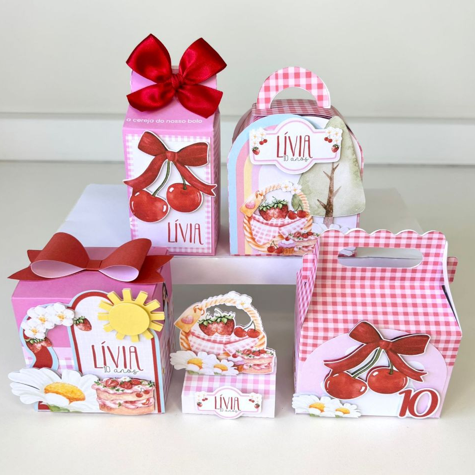 Kit Festa Picnic | cerejinha | Lembrancinhas |Infantil |Aniversário | Personalizados | Caixinhas