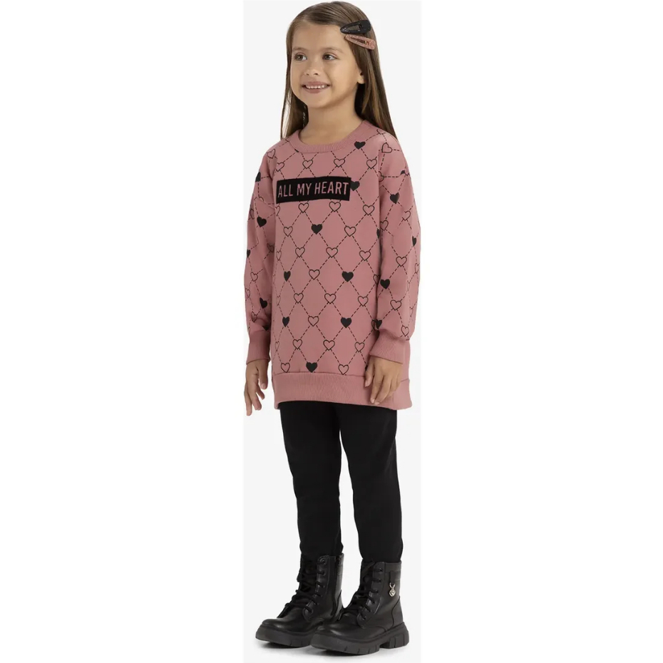 Conjunto Moletom Menina Rovitex TAM 10 Blusão Oversize c/ Legging Montaria All My Heart