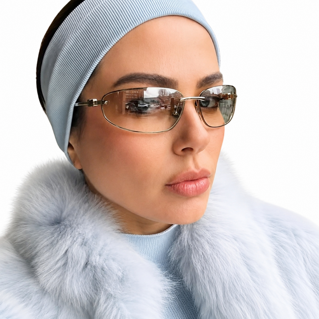 Óculos Feminino Oval Metal Premium Lente Transparente Sol Moda Proteção UV400