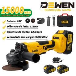 Esmerilhadeira Lixadeira angular sem fio de 115mm 2 Bateria 88V recarregável Brushless 10000rpm【127/220V】】