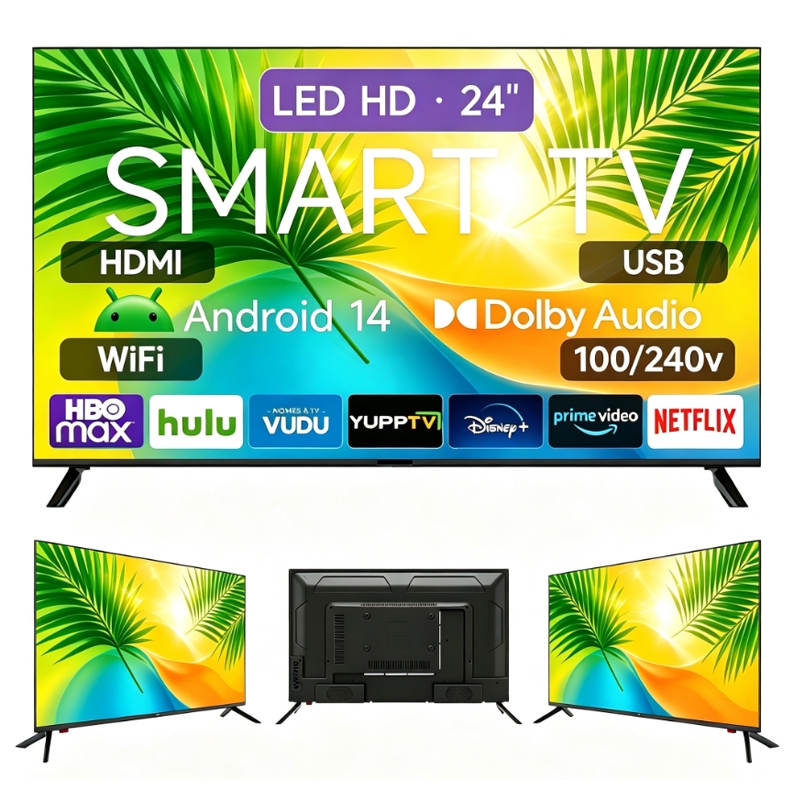 Smart TV 24" LED FULL HD Wi-Fi HDMI USB 100/240V Android 14