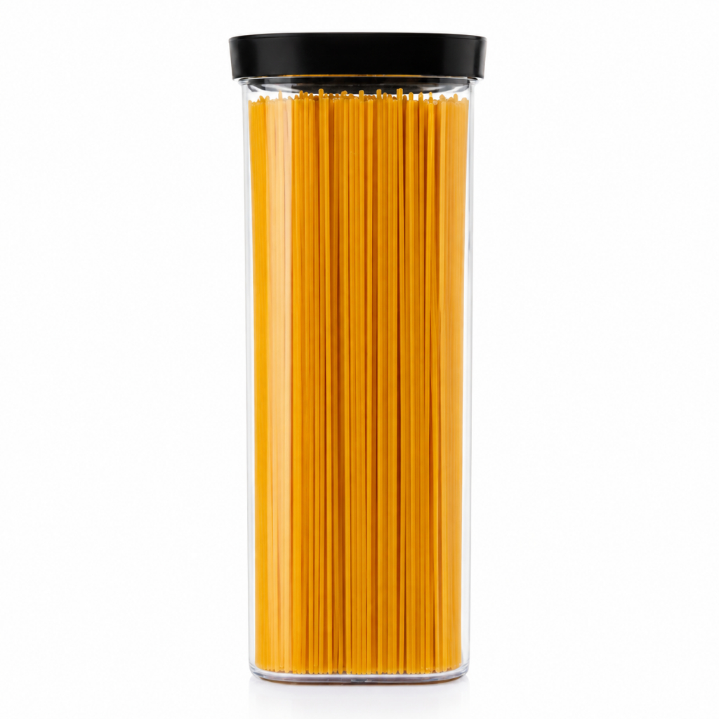 Pote Hermético para Macarrão Espaguete Alto Transparente com Tampa de Vedação Organizador de Cozinha Moderno Premium BPA