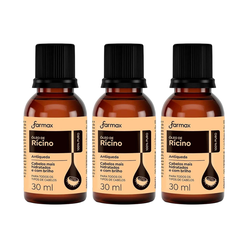 Kit 3un Óleo De Rícino Capilar Puro Farmax 30ml