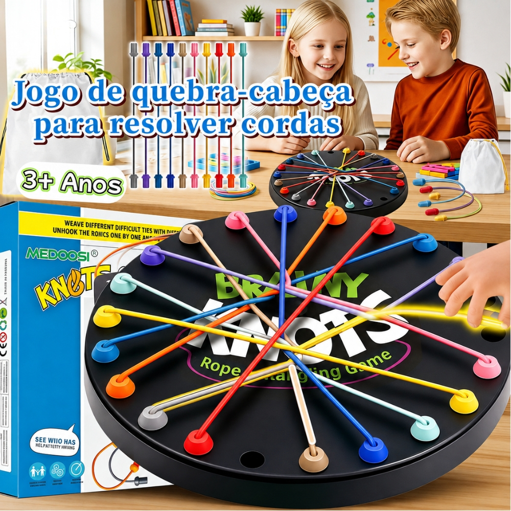 Jogo de Desafio de Corda e Nó | Quebra-Cabeça Lógico, Brinquedo Desatar Nós Educativo para Crianças / Infantil