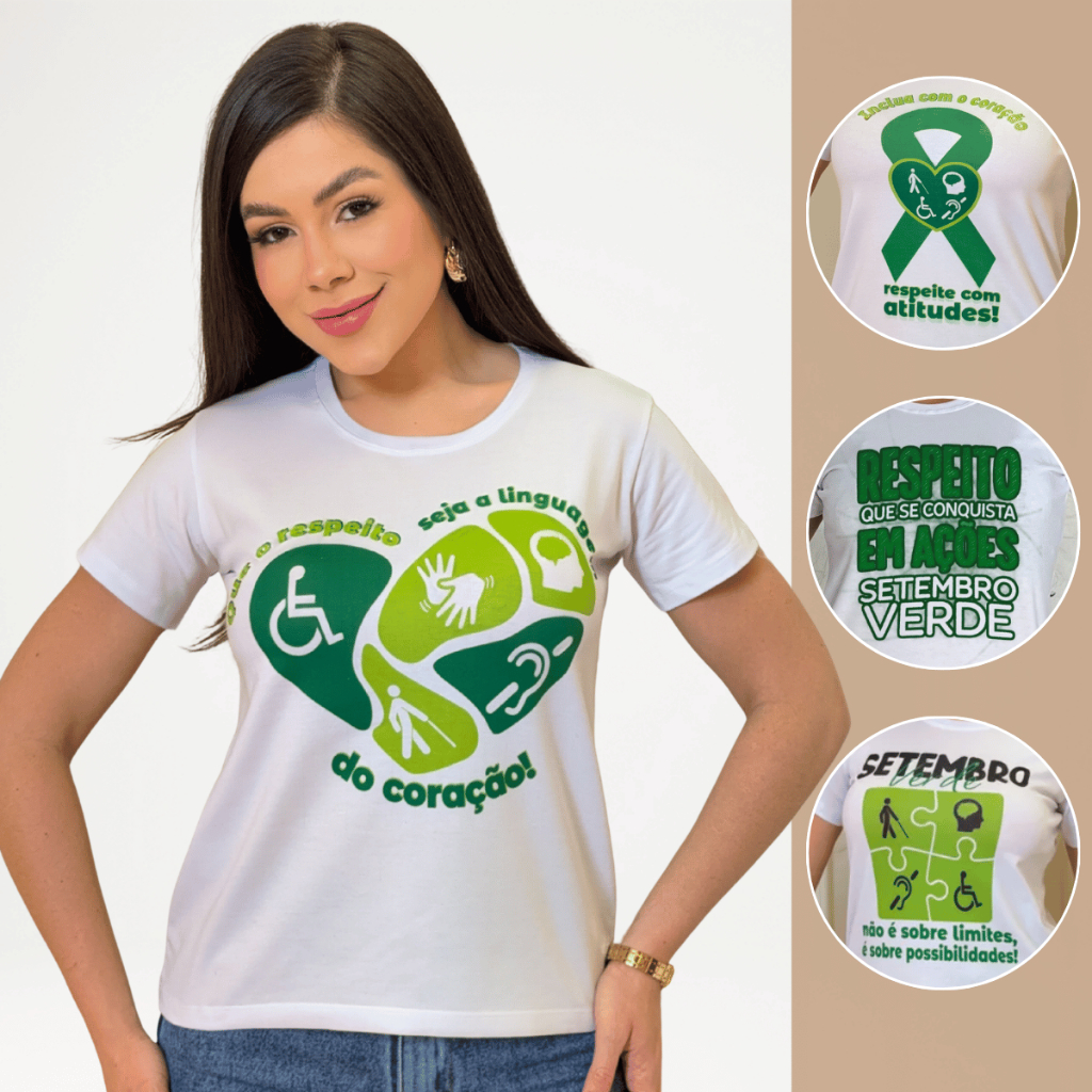 Camiseta Feminina Setembro Verde Blusa Baby Look Estampada Tshirt Confortável