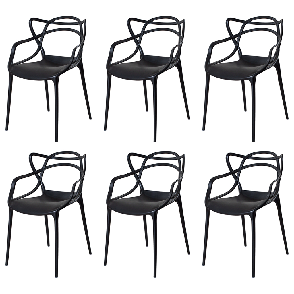 Conjunto 6 Cadeiras Allegra Cozinha Sala de Jantar Varanda Jardim Empilhável