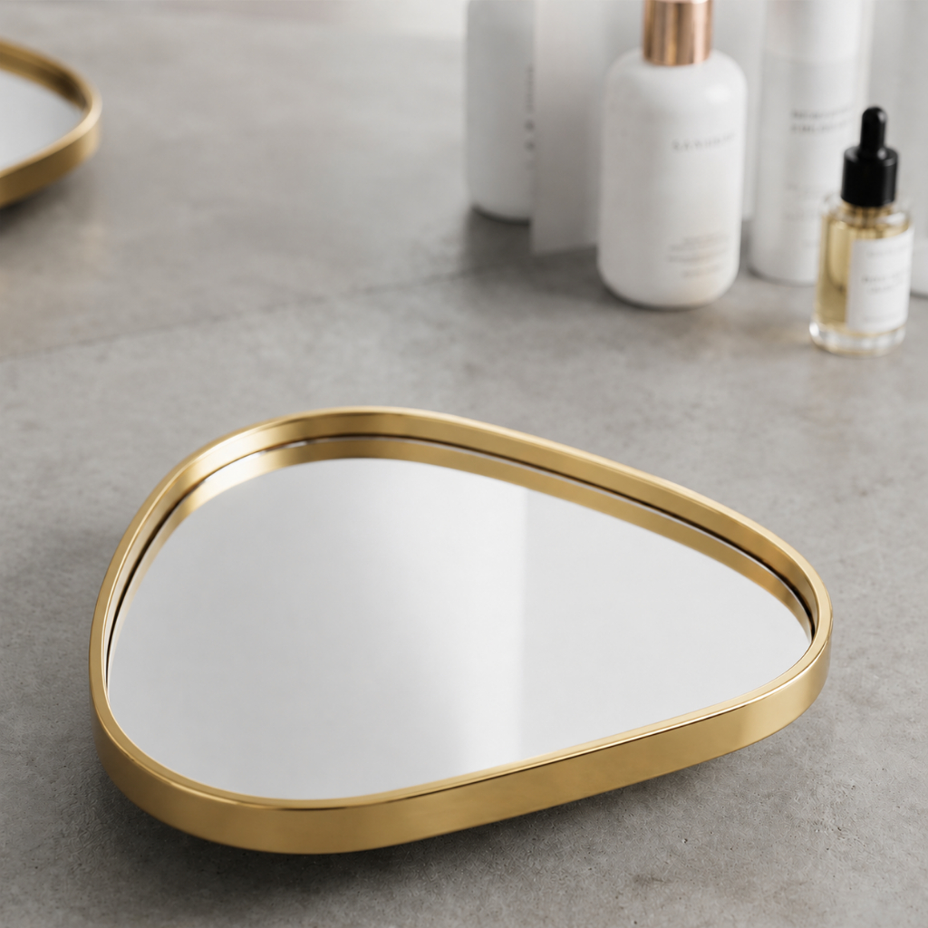 Bandeja Gota Orgânica Decorativa Espelhada Dourada Preta Luxo Multiuso Banheiro Lavabo Penteadeira Porta Joias Maquiagem