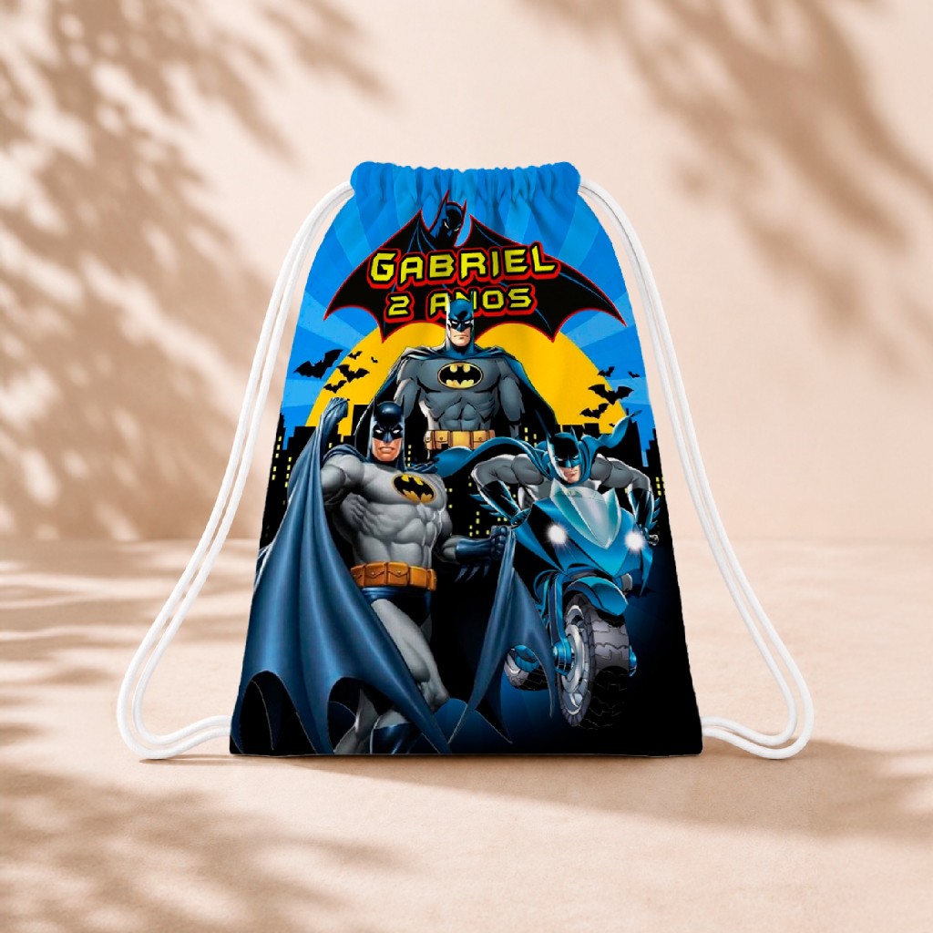 10 Mochila Personalizada Infantil 18x26 Sacolinhas Surpresa Festa Aniversário Lembrancinha Batmam M6