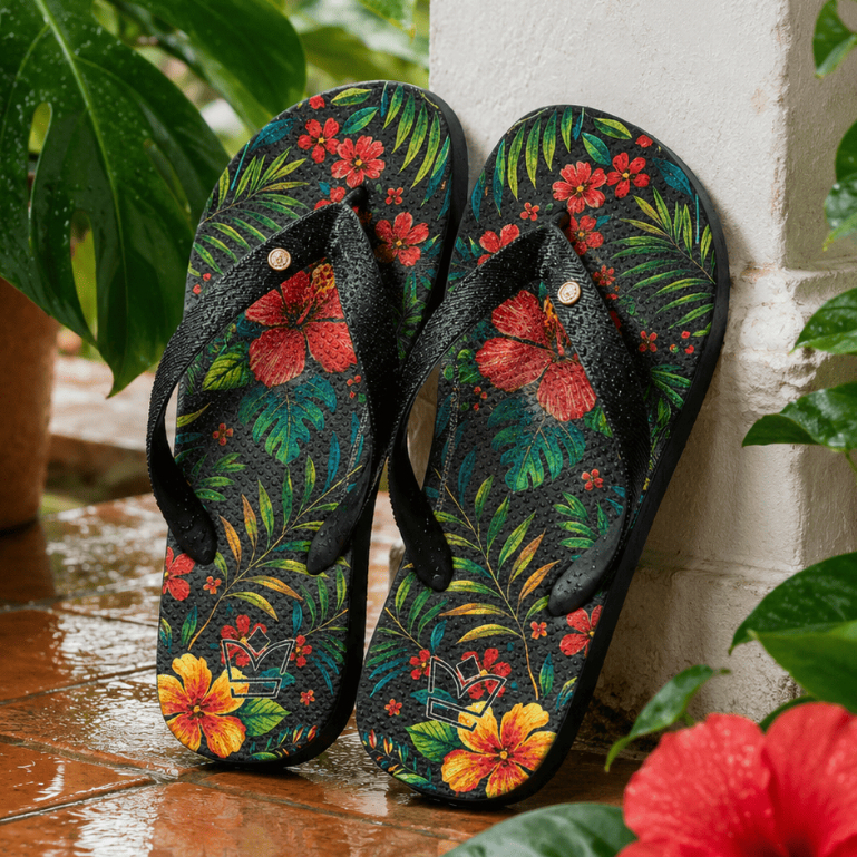 Chinelo Preto Flor Praia Verão 2026 do 33 ao 34