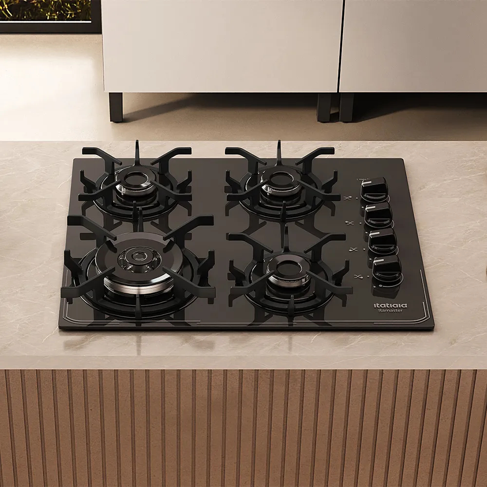 Cooktop 4 Bocas Itatiaia Itamaster Tripla Chama Preto Bivolt Automático