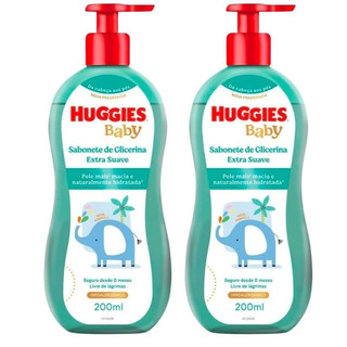 Kit 2 Sabonetes Líquidos Huggies Extra Suave 200ml Bebê Original Higiene Diária