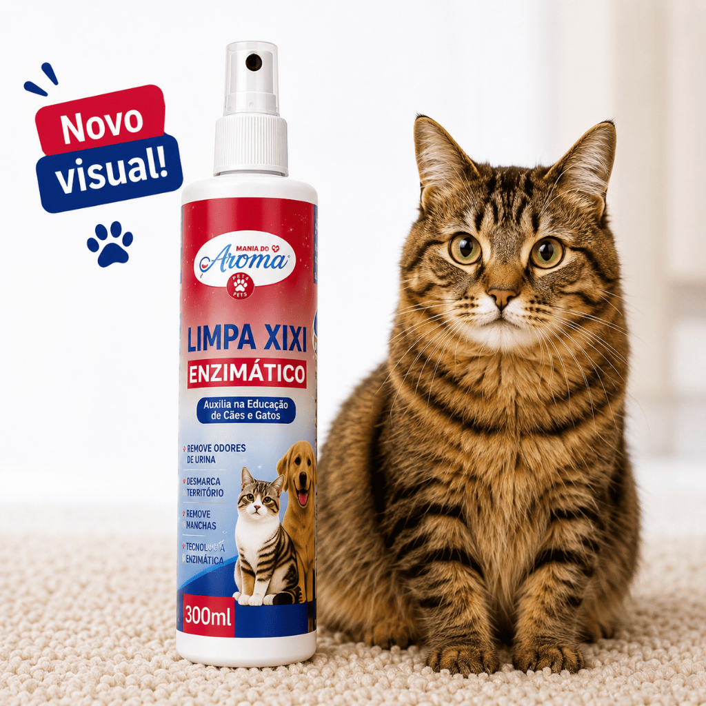 Limpa Xixi Enzimático para Gatos Desmarca Território Remove Odor e Manchas Mania do Aroma