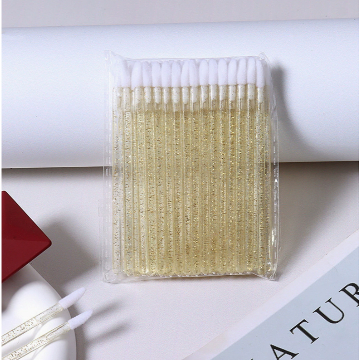 Kit 50/100/200 unidade Aplicador Com Glitter Pincel Descartável Gloss e Batom Maquiagem