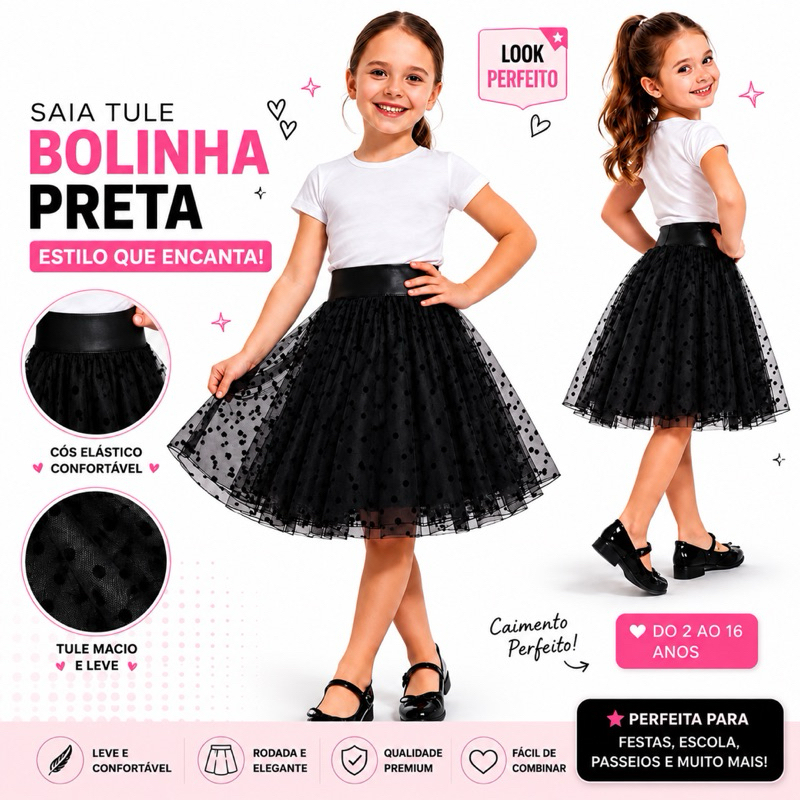 Saia Infantil em Tule Menina Varias Cores Ideal para todas as ocasiões...