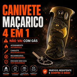Canivete Maçarico Multifuncional 4 em 1 Isqueiro Abridor Chaveiro Camping Sobrevivência Recarregável