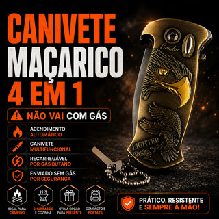 Canivete Maçarico Multifuncional 4 em 1 Isqueiro Abridor Chaveiro Camping Sobrevivência Recarregável