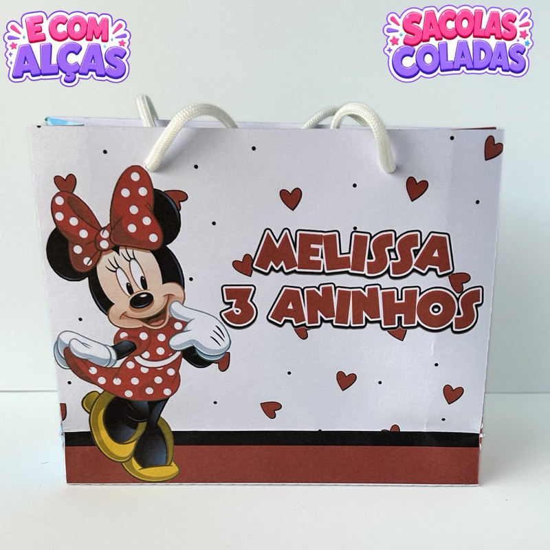 Sacola G Minnie Vermelha Personalizados/Lembrancinha de Festa/Aniversário/Lembrancinha Festa Infantil