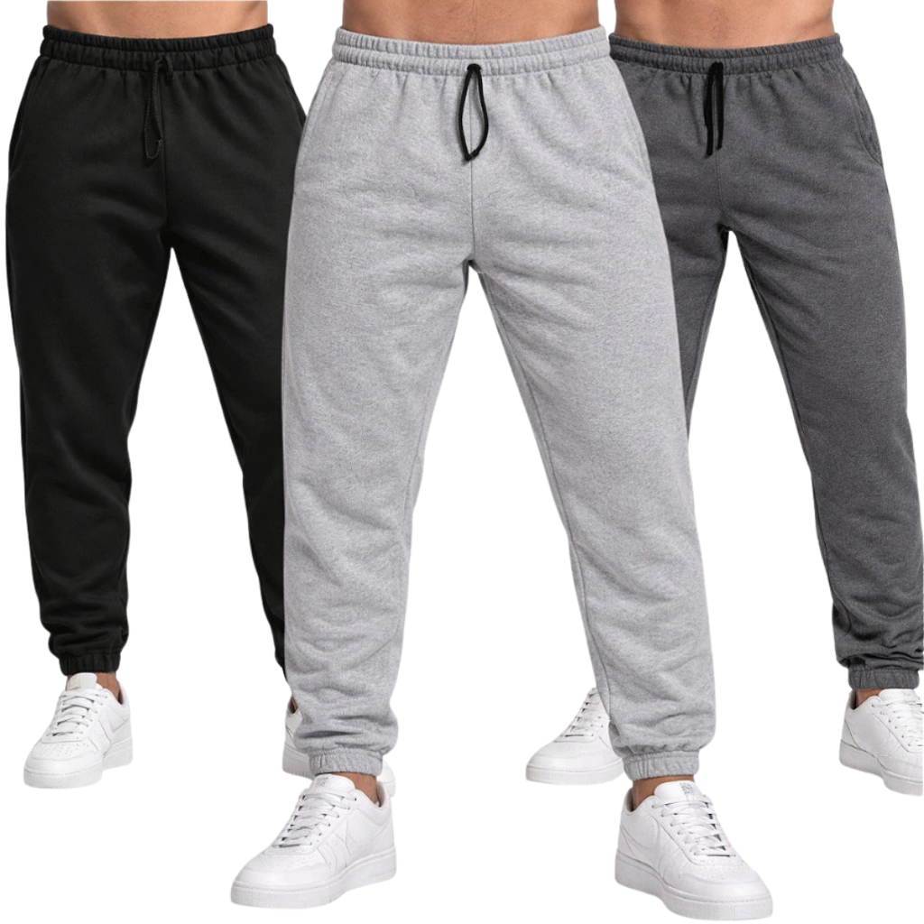 KIT 3 CALÇAS MOLETOM LISA JOGGER SLIM UNISSEX OFERTA PROMOÇÃO