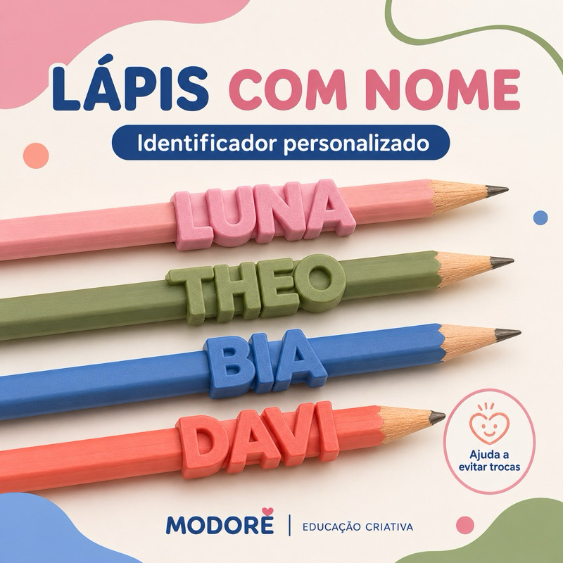 Kit Ponteira de Lápis Personalizada com Nome Lembrancinha Infantil Volta às Aulas Professora Aluno