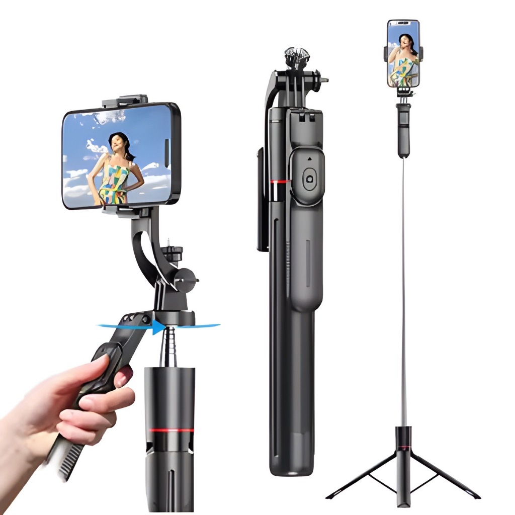 Tripé Celular Suporte 360 Profissional Bastão Selfie 1,7m + Controle Bluetooth Sem Fio Reforçado
