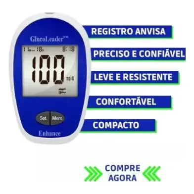 Aparelho Medidor Glicose Glucoleader Enhance Monitor Diabetes