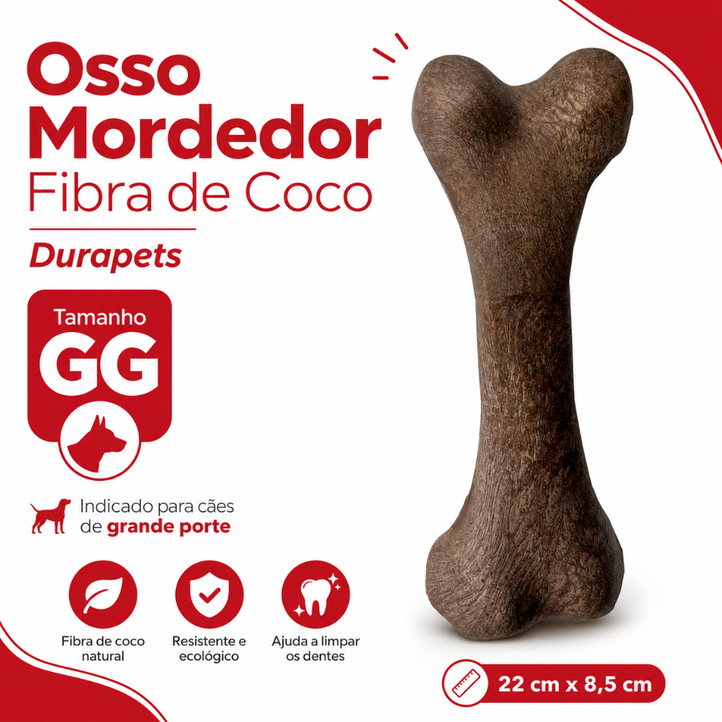 Osso Mordedor Brinquedo de Cachorro Pet Fibra de Coco Natural Durapets