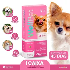 Wellpet 45mg Ourofino Antipulgas e Carrapatos para Cães 2 a 4,5kg