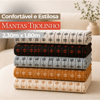 Manta para Sofá Tijolinho 2,30x1,80m Gigante Luxuosa Capa Protetora Sofá e Cama Algodão Decorativa