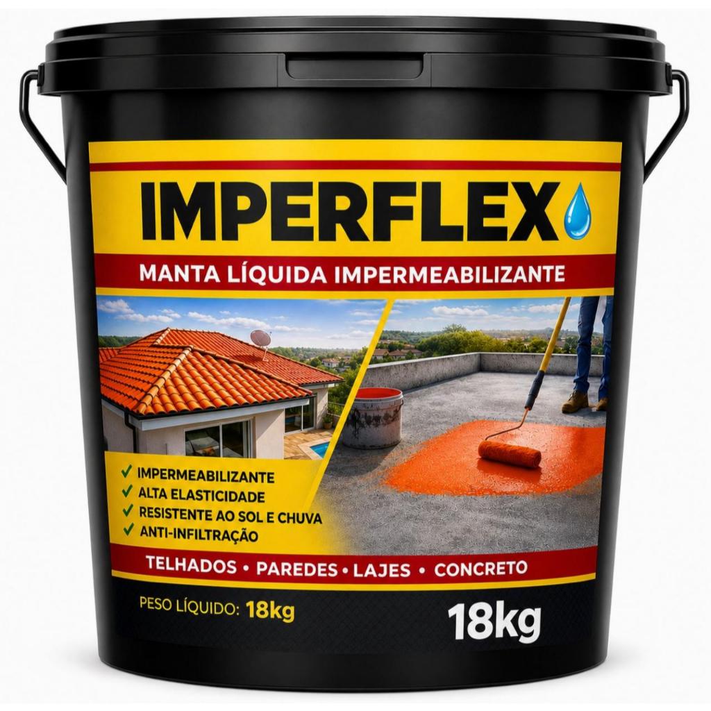 Manta Líquida Emborrachada 18kg -Imperflex Uso em Lajes Telhados Paredes - Eficaz