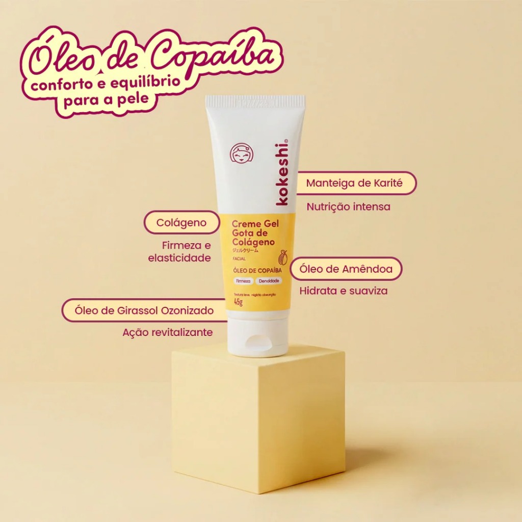 Creme Gel Regenerador Facial Gota de Colágeno Kokeshi 45g