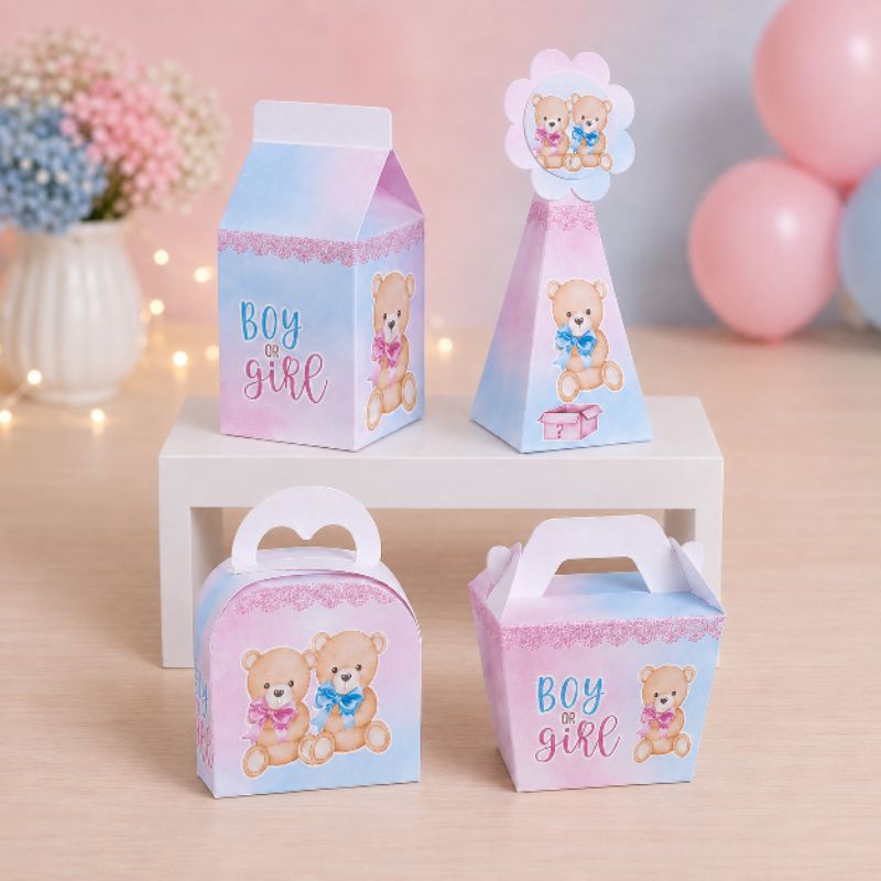Kit de Caixas Chá Revelação Personalizada + BRINDE / PEGUE E MONTE / Lembrancinha de Festa / Aniversário