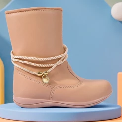 Bota Infantil Feminina Menina Botinha Infantil Preta/Nude Inverno Bota Menina Bota Infantil 20 ao 34