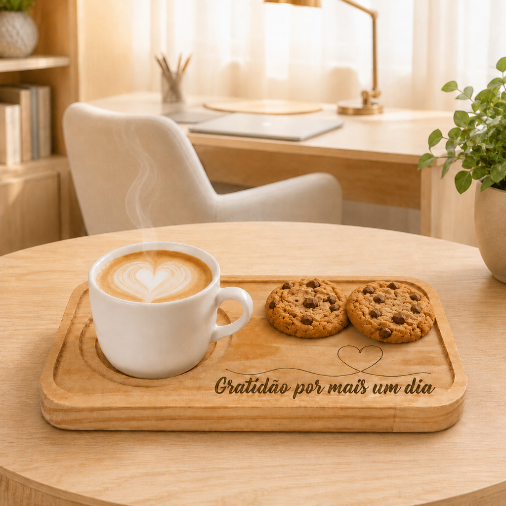 Pires Madeira Pinus Porta-Xícara Café Chá Retangular Decorativo