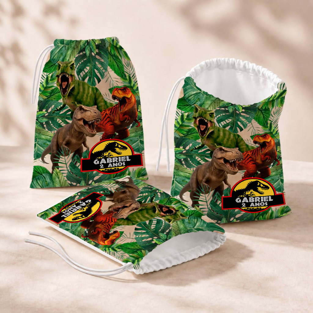 20 Sacolinhas Personalizada Festa Infantil 18x26 Aniversário Lembrancinha Dinossauros Dinossauro M3