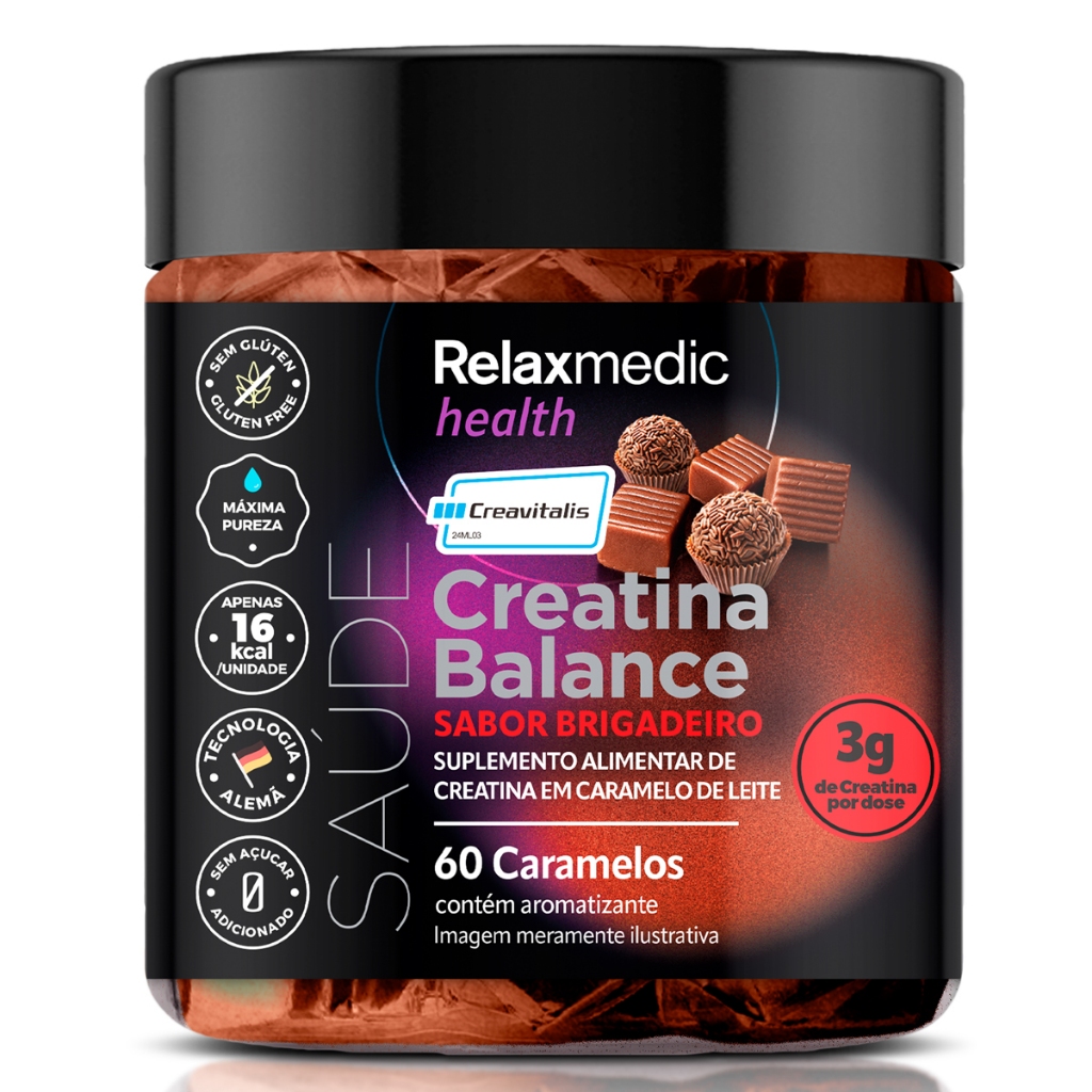Creatina Balance Dado de Brigadeiro 100% Pura Alemã Creavitalis® 60un Relaxmedic