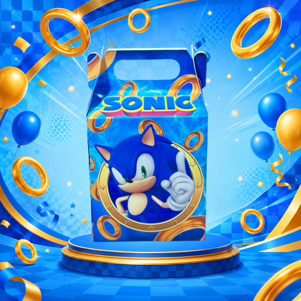 Caixinha Maleta Sonic Personalizada Lembrancinha Festa Infantil Kit 5 a 30 Unidades