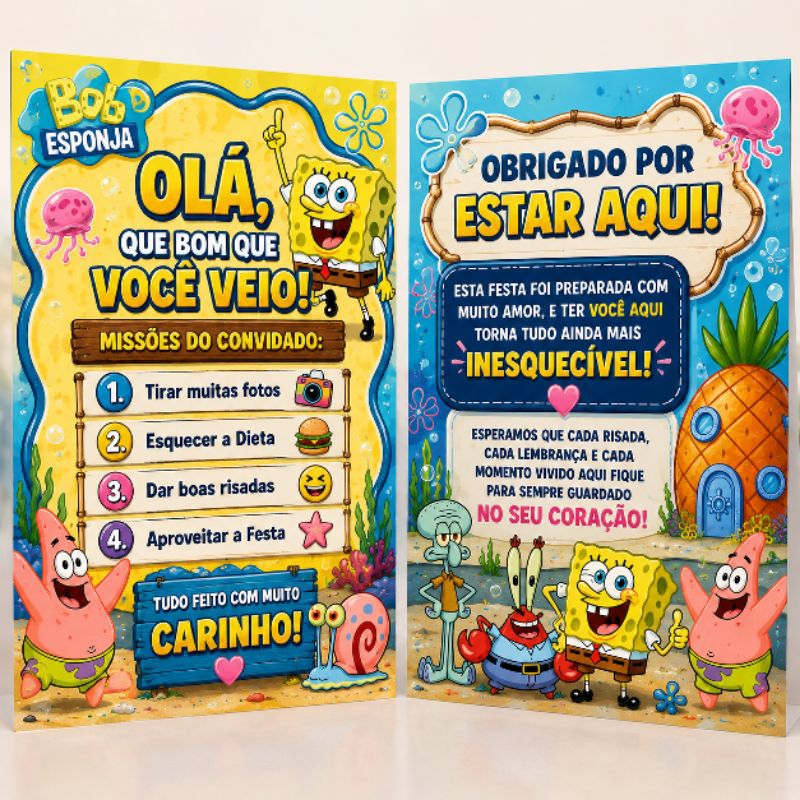 Kit de plaquinha Bob esponja centro de mesa Personalizados /Lembrancinha de Festa /Aniversário