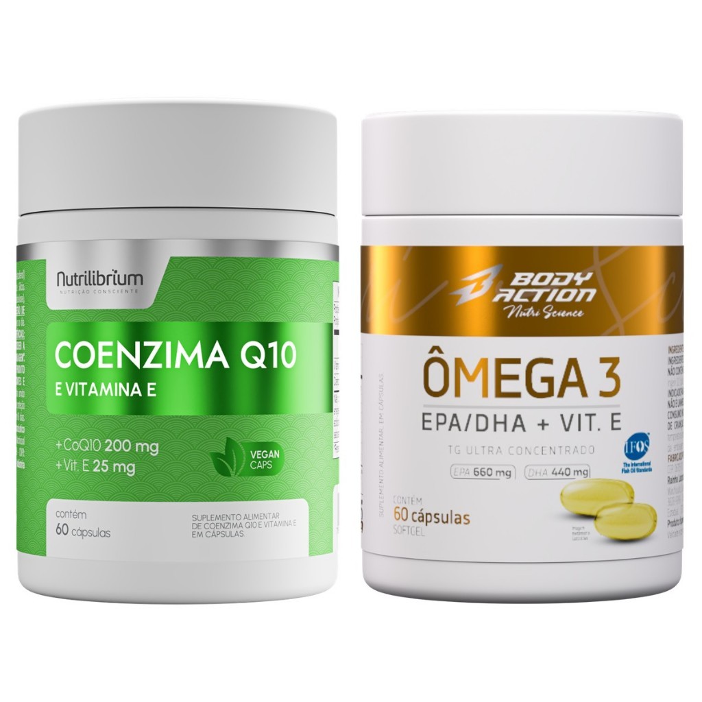 Kit Coenzima Q10 200mg 60 Caps + Ômega 3 Ultra Concentrado 60 Caps Bodyaction