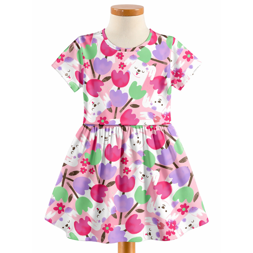 Vestido Infantil Rodado Com Estampa Em Algodão Malwee Kids 1,2 3 Anos