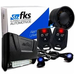 Kit Alarme Automotivo Completo Universal FK902 SB 2 Controles Sirene Sensores de Ultrassom