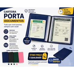Carteira Porta Documentos CNH e Documento do Carro Organizador Veicular PVC