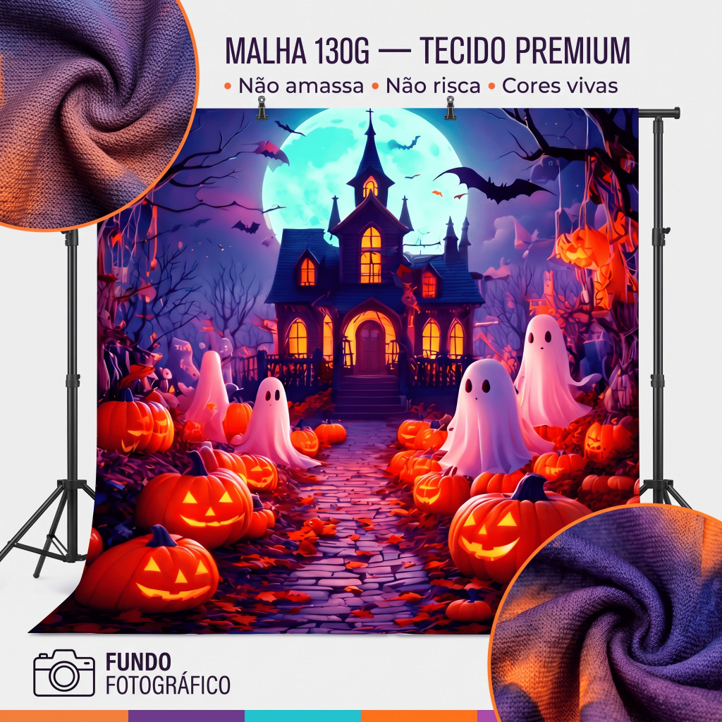 Painel Fundo Cenario Fotografico Pet 1,20x1,70m Tecido Sublimado Malha 3D Fotos Cachorro Gato Halloween Ano Novo Natal — imagem 2 de 2
