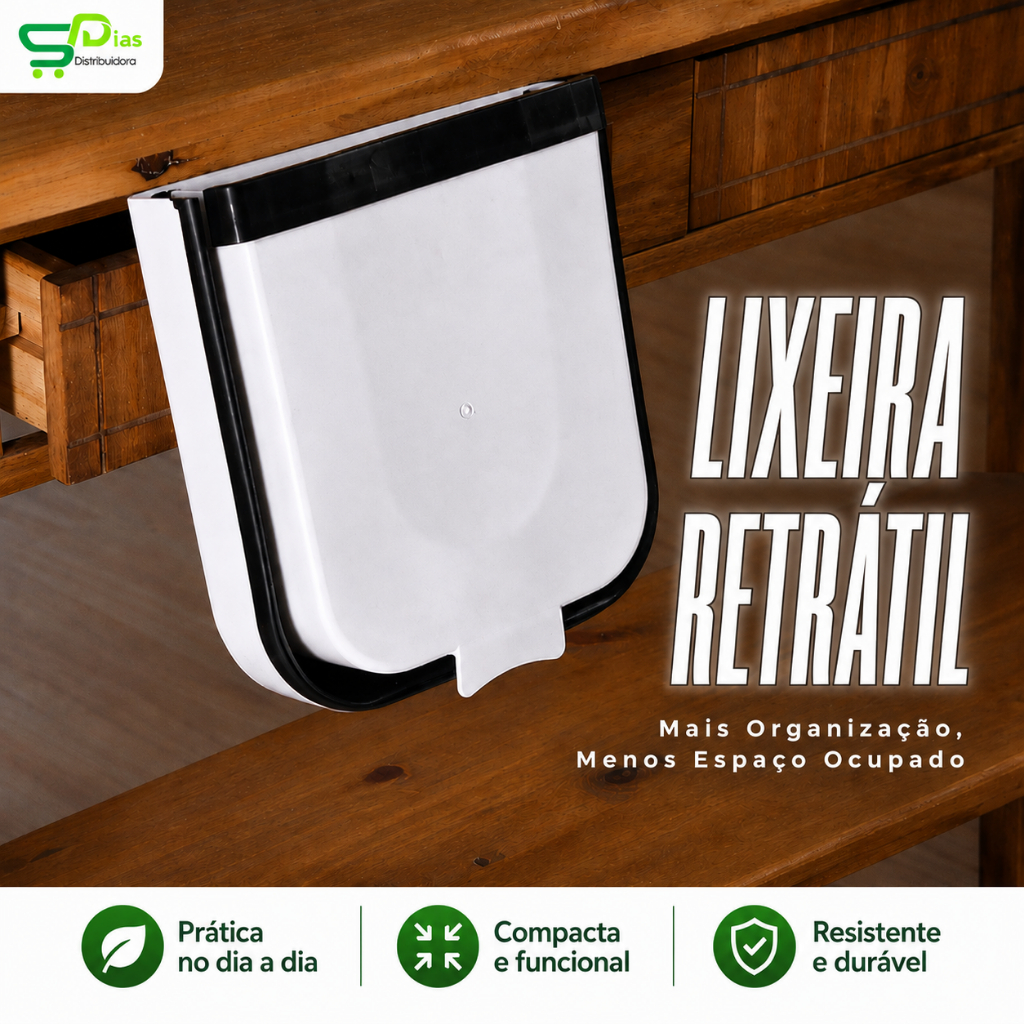 Lixeira Retrátil Dobrável 6L Sanfonada Cozinha Pia Gaveta Bancada Compacta Prática Organizadora