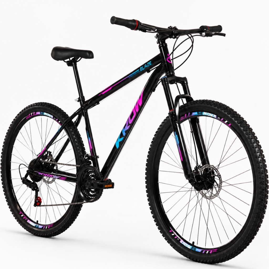 Bicicleta Aro 29 Aço Carbono Suspensão Dianteira Freios a Disco 21 Marchas Krow Bikes