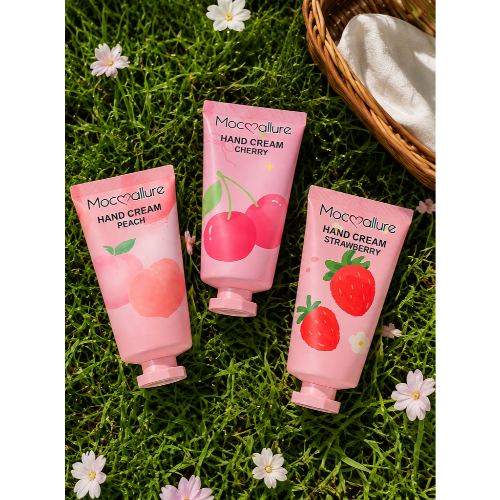 Creme Para Mãos Moccallure Hidratante Perfumado Morango Cereja Pêssego