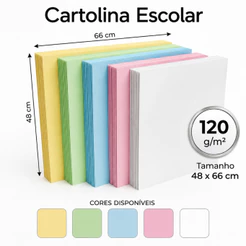 Cartolina Com 50 Unidades : Azul, Verde, Rosa, Branca E Amarela